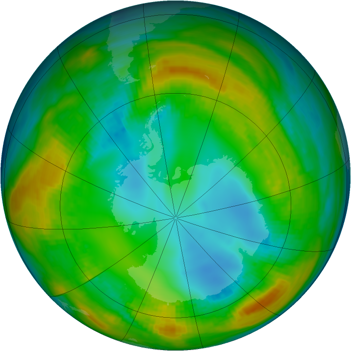Antarctic ozone map for 01 August 1980